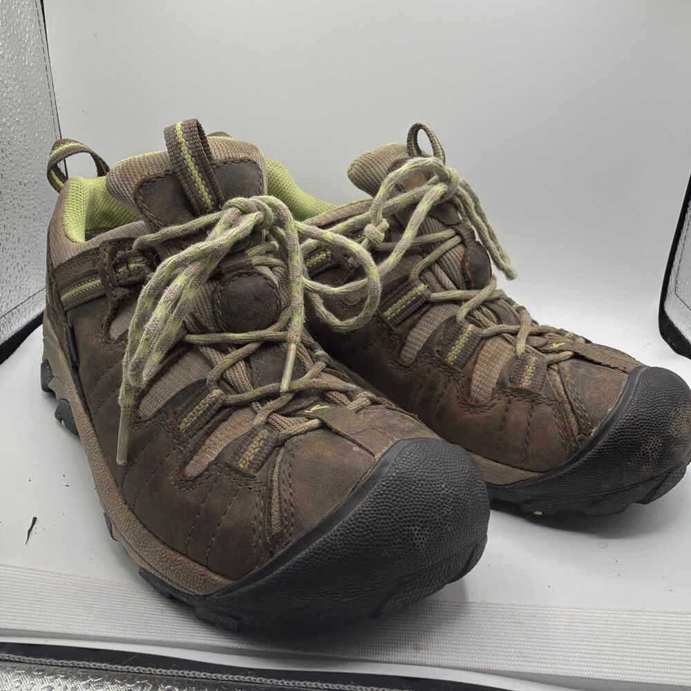 KEEN Women’s Targhee Hiking Shoes Brown Green Waterproof Size 7.5